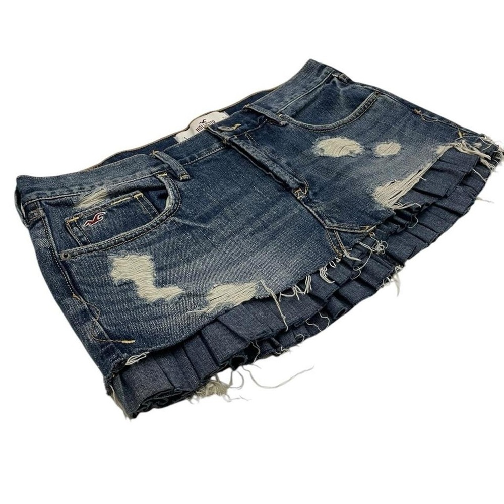 Y2K Ruffle Low Rise Denim Mini Skirt by Hollister - size 5/27